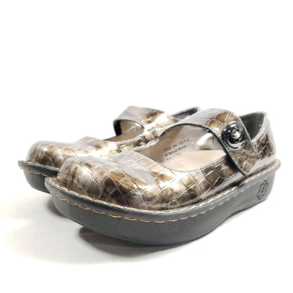 Kagen Mary Jane Croc-Embossed Bronze Shoes Womens Size 9 - Picture 2 of 9